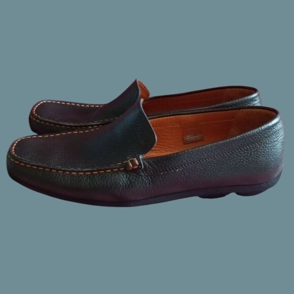 Geox Respira Mens Slip-On Shoes With Orange Stitching Dark Brown size 44 - Picture 4 of 12